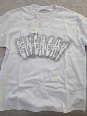 Givenchy White Tee with Gray Gradient Logo